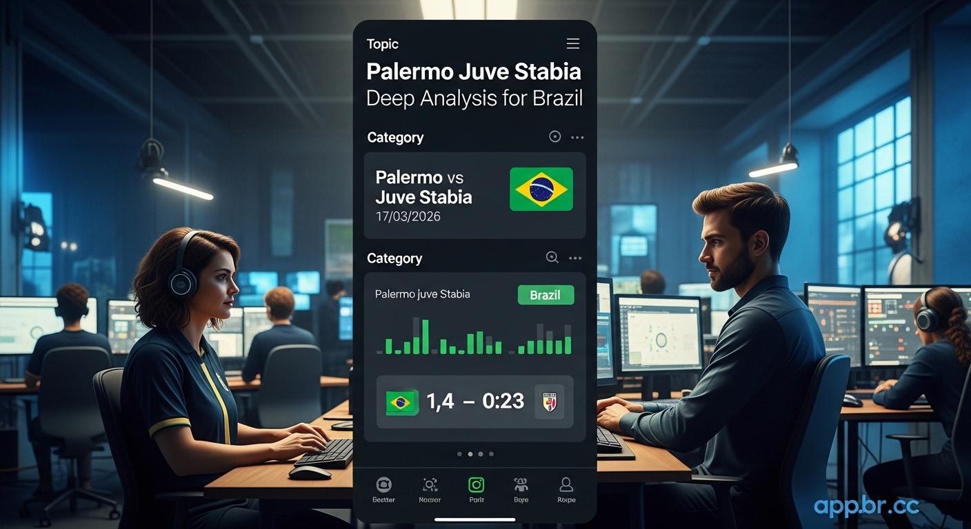 Dashboard-style visualization of Palermo vs Juve Stabia with Brazilian color accents.